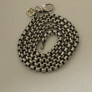 David Yurman Box Chain Necklace With Silver Logo 16” Long 3.6mm w/14k DY TAG